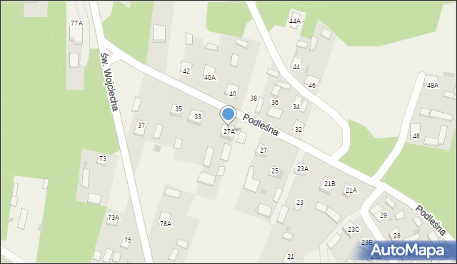 Bieliny, Podleśna, 27A, mapa Bieliny