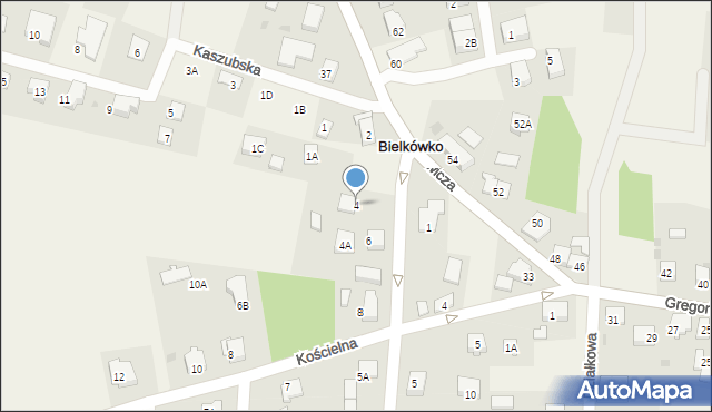 Bielkówko, Polna, 4, mapa Bielkówko