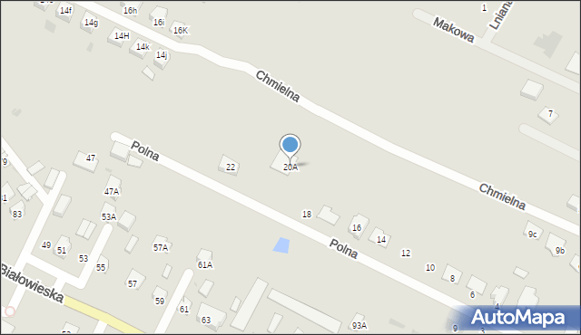 Bielsk Podlaski, Polna, 20A, mapa Bielsk Podlaski