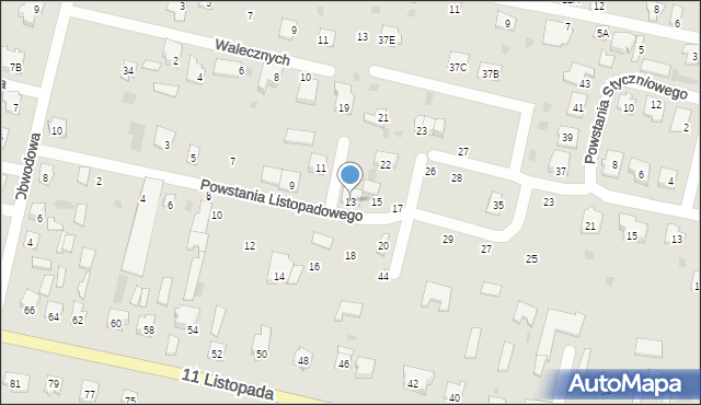 Bielsk Podlaski, Powstania Listopadowego, 13, mapa Bielsk Podlaski