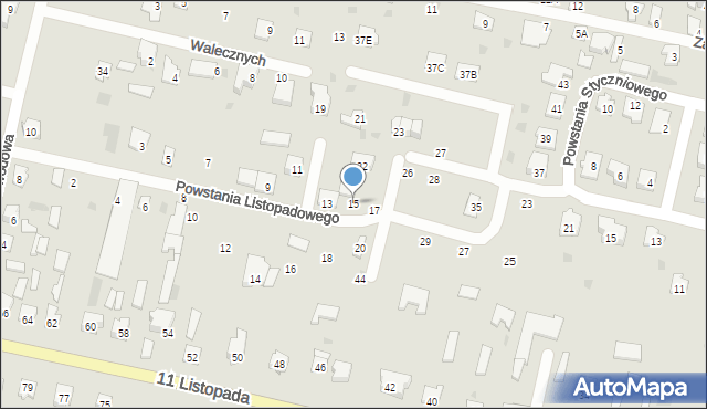 Bielsk Podlaski, Powstania Listopadowego, 15, mapa Bielsk Podlaski