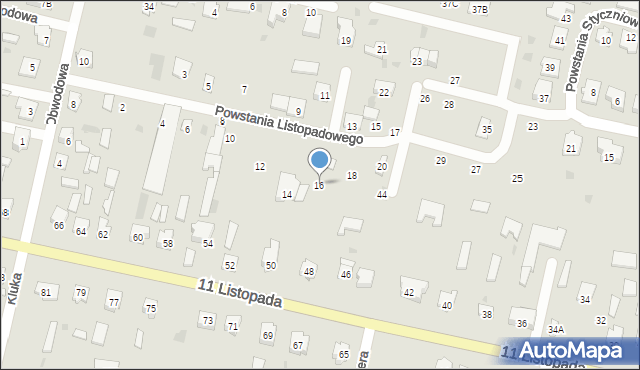 Bielsk Podlaski, Powstania Listopadowego, 16, mapa Bielsk Podlaski