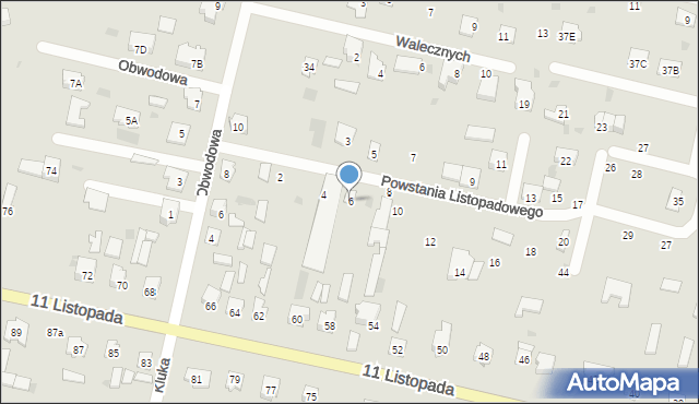 Bielsk Podlaski, Powstania Listopadowego, 6, mapa Bielsk Podlaski