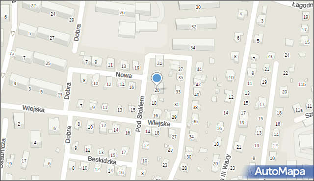 Bielsko-Biała, Pod Stokiem, 20, mapa Bielsko-Białej