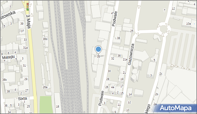 Bielsko-Biała, Podwale, 33, mapa Bielsko-Białej