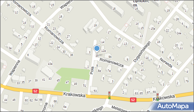 Bielsko-Biała, Pola Wincentego, 10, mapa Bielsko-Białej