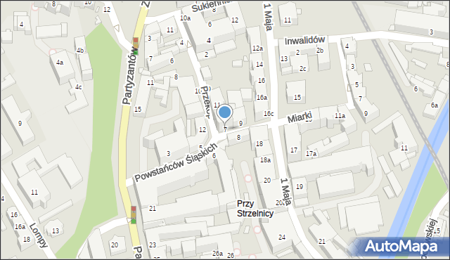 Bielsko-Biała, Powstańców Śląskich, 7, mapa Bielsko-Białej