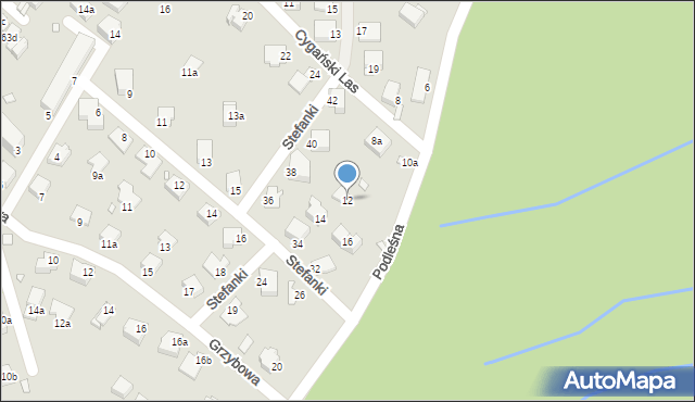 Bielsko-Biała, Podleśna, 12, mapa Bielsko-Białej