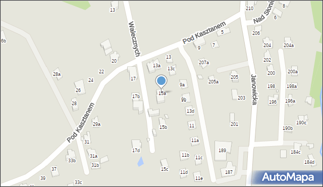Bielsko-Biała, Pod Kasztanem, 15a, mapa Bielsko-Białej