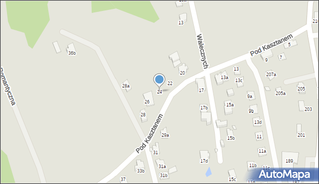 Bielsko-Biała, Pod Kasztanem, 24, mapa Bielsko-Białej