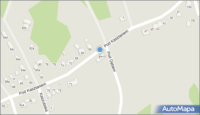 Bielsko-Biała, Pod Kasztanem, 57, mapa Bielsko-Białej