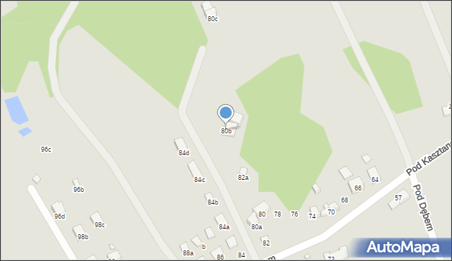 Bielsko-Biała, Pod Kasztanem, 80b, mapa Bielsko-Białej