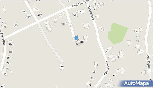 Bielsko-Biała, Pod Kasztanem, 85c, mapa Bielsko-Białej