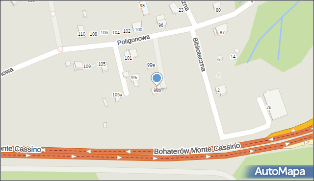 Bielsko-Biała, Poligonowa, 99b, mapa Bielsko-Białej