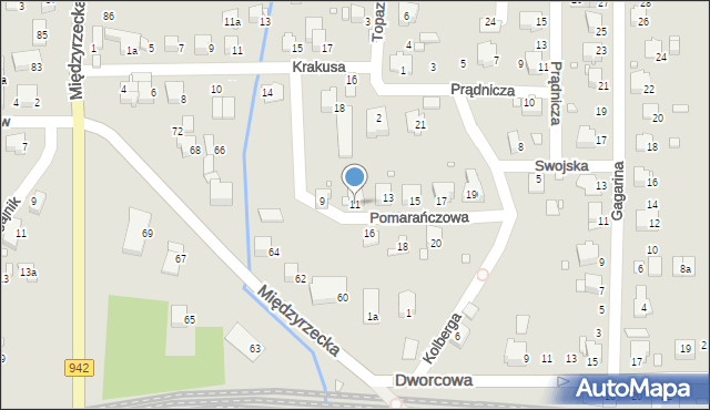 Bielsko-Biała, Pomarańczowa, 11, mapa Bielsko-Białej