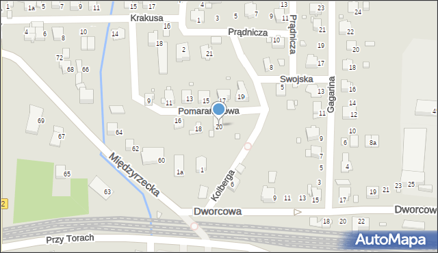 Bielsko-Biała, Pomarańczowa, 20, mapa Bielsko-Białej