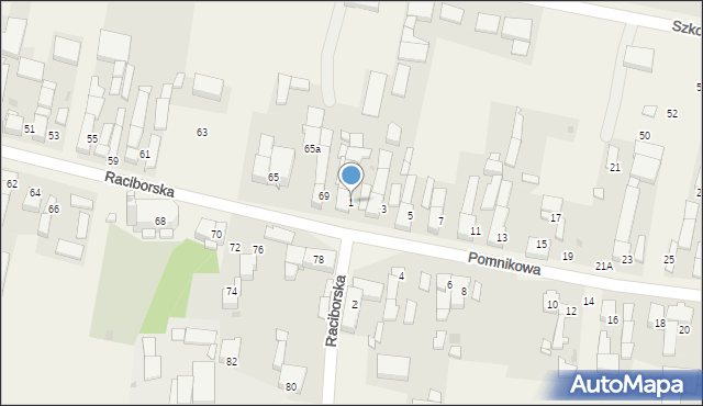 Bieńkowice, Pomnikowa, 1, mapa Bieńkowice