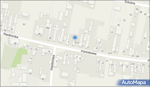 Bieńkowice, Pomnikowa, 7, mapa Bieńkowice