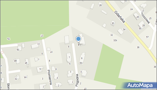 Bieszkowice, Pogodna, 8, mapa Bieszkowice