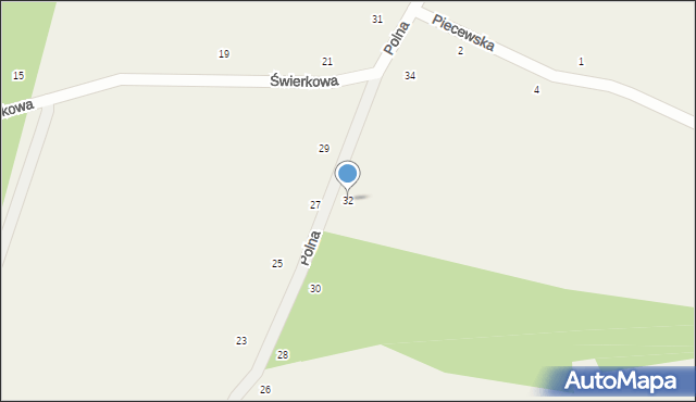 Bieszkowice, Polna, 32, mapa Bieszkowice