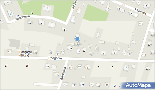 Bilcza, Podgórze, 16, mapa Bilcza