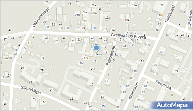Biłgoraj, Poprzeczna, 10, mapa Biłgoraj
