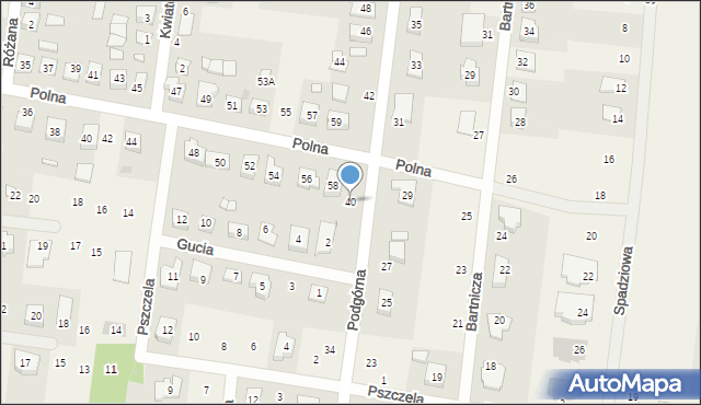 Biskupice, Podgórna, 40, mapa Biskupice