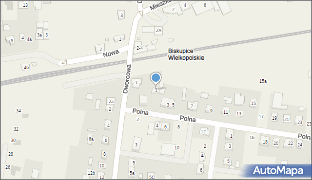 Biskupice, Polna, 1, mapa Biskupice
