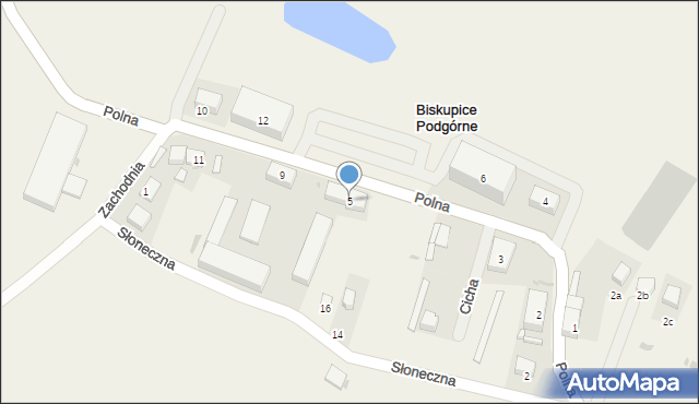 Biskupice Podgórne, Polna, 5, mapa Biskupice Podgórne