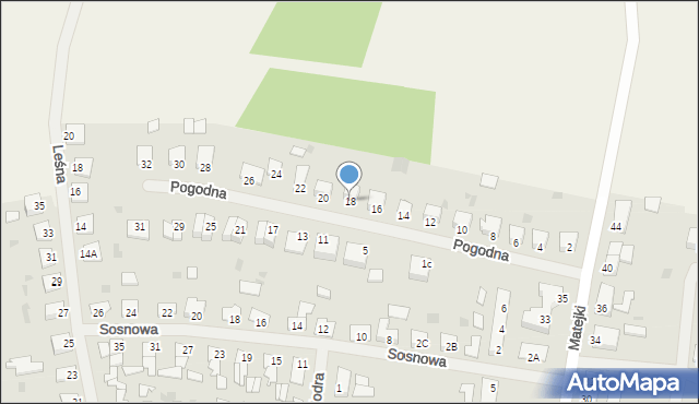 Biskupiec, Pogodna, 18, mapa Biskupiec