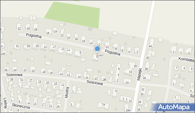 Biskupiec, Pogodna, 1c, mapa Biskupiec