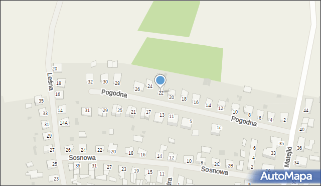 Biskupiec, Pogodna, 22, mapa Biskupiec