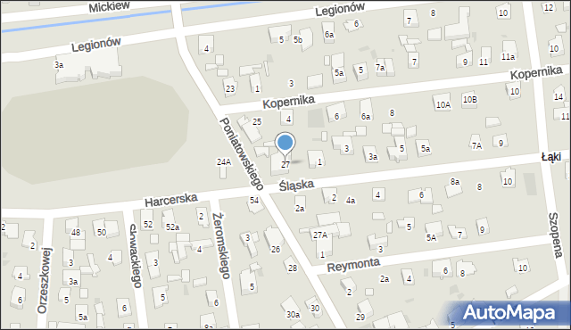 Błonie, Poniatowskiego, 27, mapa Błonie