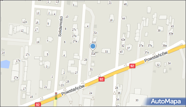 Błonie, Powstańców, 31a, mapa Błonie