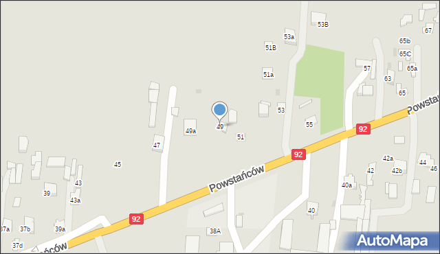 Błonie, Powstańców, 49, mapa Błonie