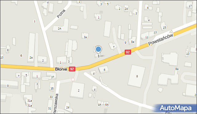 Błonie, Powstańców, 5, mapa Błonie