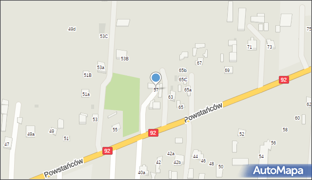 Błonie, Powstańców, 57, mapa Błonie