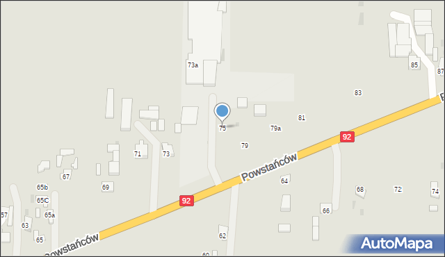 Błonie, Powstańców, 75, mapa Błonie