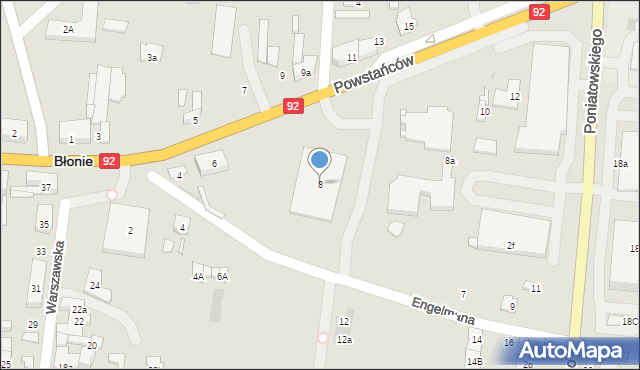 Błonie, Powstańców, 8, mapa Błonie