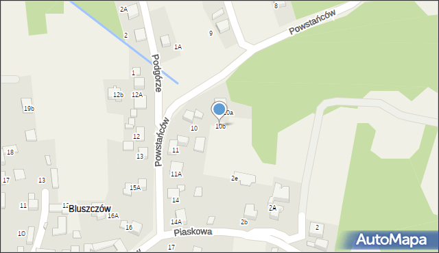 Bluszczów, Powstańców, 10b, mapa Bluszczów