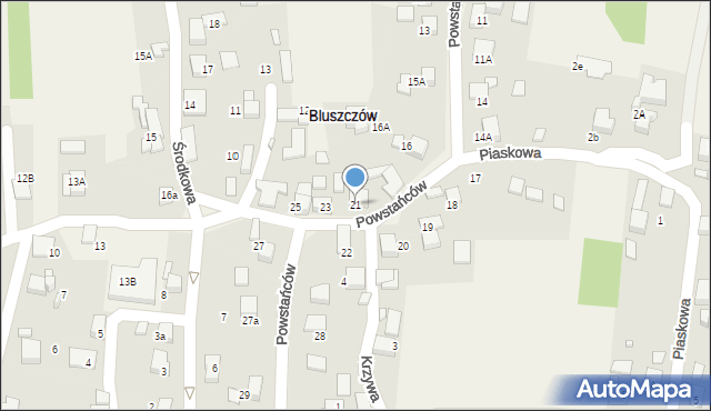Bluszczów, Powstańców, 21, mapa Bluszczów