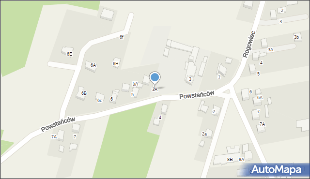 Bluszczów, Powstańców, 3A, mapa Bluszczów