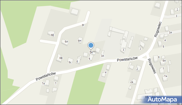 Bluszczów, Powstańców, 5A, mapa Bluszczów