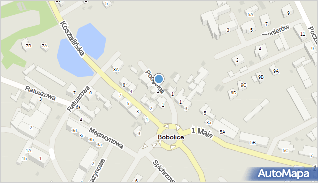 Bobolice, Podgórna, 2a, mapa Bobolice