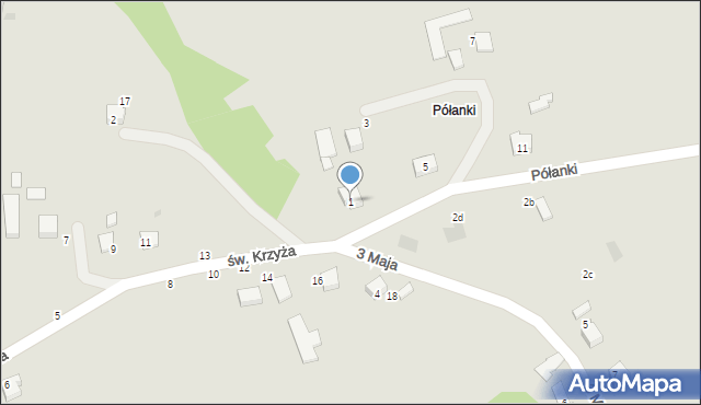 Bobowa, Półanki, 1, mapa Bobowa