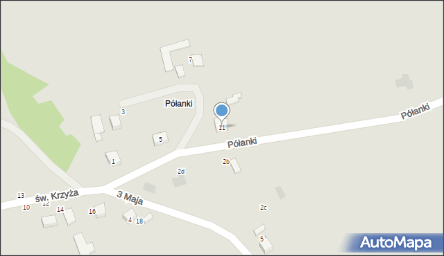 Bobowa, Półanki, 11, mapa Bobowa