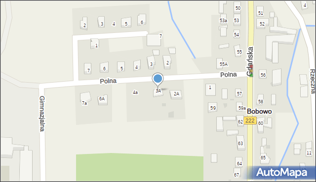 Bobowo, Polna, 3A, mapa Bobowo