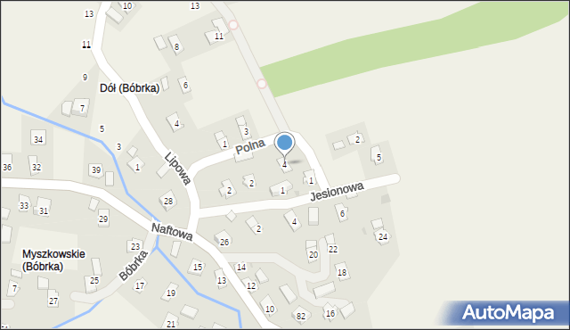 Bóbrka, Polna, 4, mapa Bóbrka