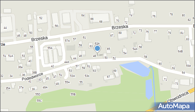 Bochnia, Podedworze, 48A, mapa Bochni