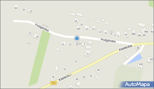 Bodzentyn, Podgórska, 11, mapa Bodzentyn